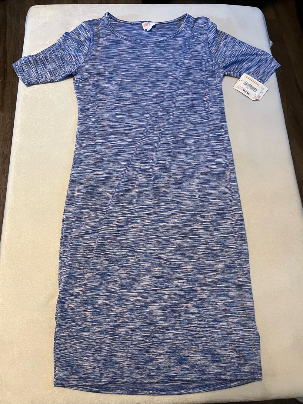 NWT LuLaRoe Julia Heathered Blue Short Sleeve Dress